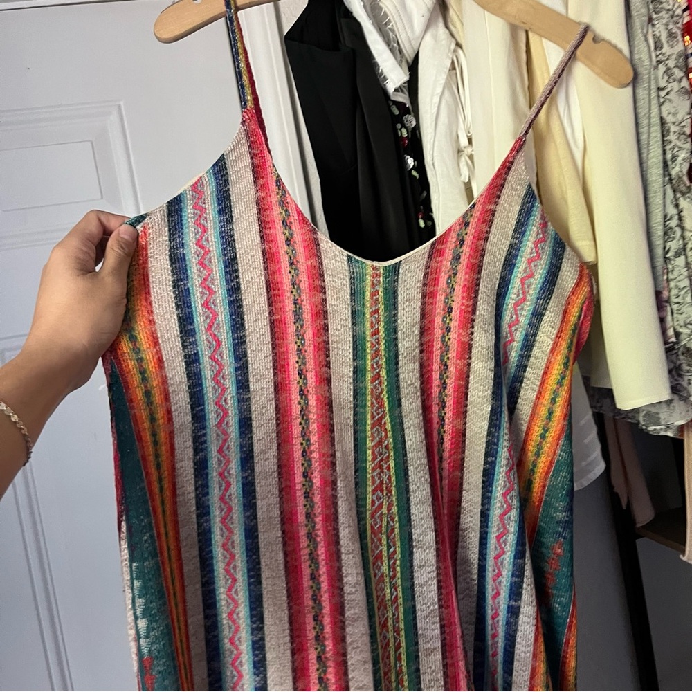 JUDITH MARCH multicolor‎ striped knit wide leg boho sleeveless jumpsuit - Picture 2 of 7